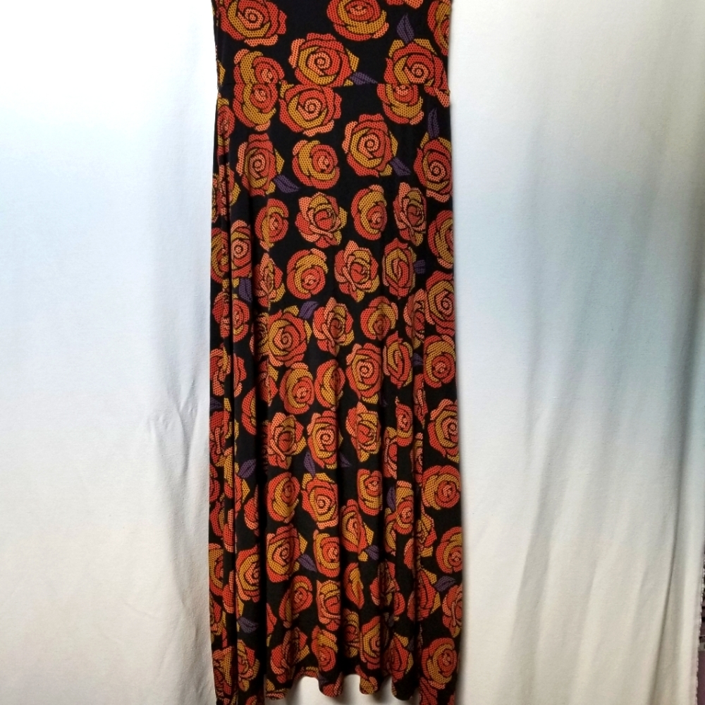 RARE PIXEL FLORAL ROSE PRINT LULAROE MAXI STRETCH SKIRT ABSTRACT TUBE DRESS POP